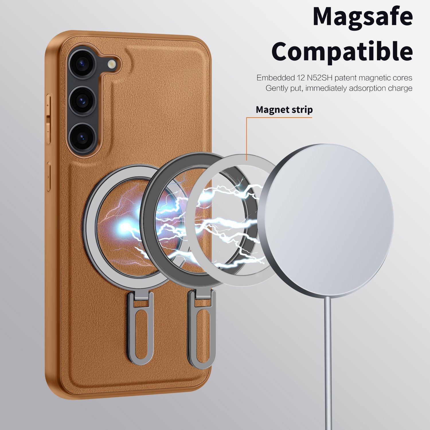 Uniqkart for Samsung Galaxy S23 Magnetic Phone Case PU Leather+PC+TPU Kickstand Cover Compatible with MagSafe - Baby Blue Uniqkart for Samsung Galaxy S23 Magnetic Phone Case PU Leather+PC+TPU Kickstand Cover Compatible with MagSafe - Baby Blue